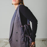 400 ARMANI double-breasted grey jacket with silver rhinestones in pure lightweight virgin wool with rhinestone illustration and colours - Size 50