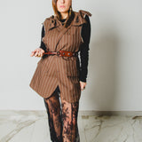 604 - Gilet vintage maschile gessato marrone BALLANTYNE  cotone e seta - con tagli a vivo  Tg 52