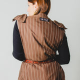 604 - Gilet vintage maschile gessato marrone BALLANTYNE  cotone e seta - con tagli a vivo  Tg 52