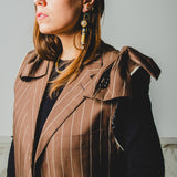 604 - Gilet vintage maschile gessato marrone BALLANTYNE  cotone e seta - con tagli a vivo  Tg 52