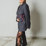 400 ARMANI double-breasted grey jacket with silver rhinestones in pure lightweight virgin wool with rhinestone illustration and colours - Size 50