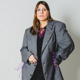 400 ARMANI double-breasted grey jacket with silver rhinestones in pure lightweight virgin wool with rhinestone illustration and colours - Size 50