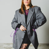 400 ARMANI double-breasted grey jacket with silver rhinestones in pure lightweight virgin wool with rhinestone illustration and colours - Size 50