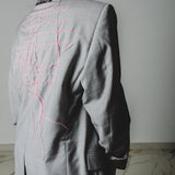 400 ARMANI double-breasted grey jacket with silver rhinestones in pure lightweight virgin wool with rhinestone illustration and colours - Size 50