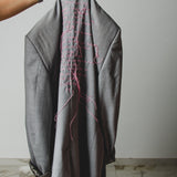 400 ARMANI double-breasted grey jacket with silver rhinestones in pure lightweight virgin wool with rhinestone illustration and colours - Size 50