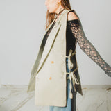 623 - Gilet lungo vintage upcycling  doppiopetto Valentino - oversize con laccini laterali