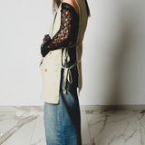 623 - Gilet lungo vintage upcycling  doppiopetto Valentino - oversize con laccini laterali