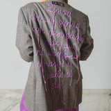 400 ARMANI double-breasted grey jacket with silver rhinestones in pure lightweight virgin wool with rhinestone illustration and colours - Size 50