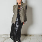400 ARMANI double-breasted grey jacket with silver rhinestones in pure lightweight virgin wool with rhinestone illustration and colours - Size 50