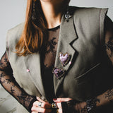 400 ARMANI double-breasted grey jacket with silver rhinestones in pure lightweight virgin wool with rhinestone illustration and colours - Size 50