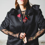 400 ARMANI double-breasted grey jacket with silver rhinestones in pure lightweight virgin wool with rhinestone illustration and colours - Size 50