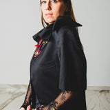 400 ARMANI double-breasted grey jacket with silver rhinestones in pure lightweight virgin wool with rhinestone illustration and colours - Size 50