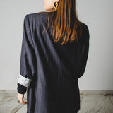 637 - Giacca Vintage Gessata con Chiusura al Collo – Remade Le Peg | Pezzo Unico