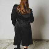 640 - cappottino in shantung di deta nero con dipinti a mano e strass Tg 52