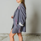 400 ARMANI double-breasted grey jacket with silver rhinestones in pure lightweight virgin wool with rhinestone illustration and colours - Size 50