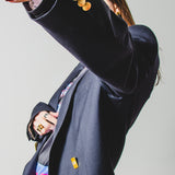 400 ARMANI double-breasted grey jacket with silver rhinestones in pure lightweight virgin wool with rhinestone illustration and colours - Size 50