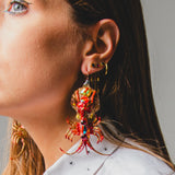 Orecchini realizzati con conchiglie e animaletti marini - aragoste rosse
