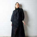 OPERA dress - Vestito sartoriale  accollato / scollo a V  ampio TESSUTO OPERATO NERO