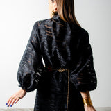 OPERA dress - Vestito sartoriale  accollato / scollo a V  ampio TESSUTO OPERATO NERO