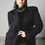 400 ARMANI double-breasted grey jacket with silver rhinestones in pure lightweight virgin wool with rhinestone illustration and colours - Size 50
