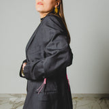 400 ARMANI double-breasted grey jacket with silver rhinestones in pure lightweight virgin wool with rhinestone illustration and colours - Size 50