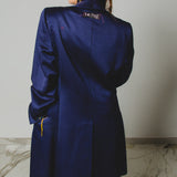 400 ARMANI double-breasted grey jacket with silver rhinestones in pure lightweight virgin wool with rhinestone illustration and colours - Size 50