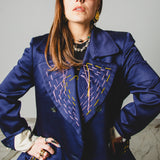 400 ARMANI double-breasted grey jacket with silver rhinestones in pure lightweight virgin wool with rhinestone illustration and colours - Size 50