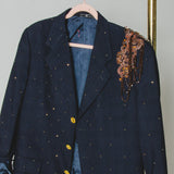 400 ARMANI double-breasted grey jacket with silver rhinestones in pure lightweight virgin wool with rhinestone illustration and colours - Size 50