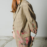 400 ARMANI double-breasted grey jacket with silver rhinestones in pure lightweight virgin wool with rhinestone illustration and colours - Size 50