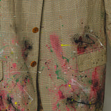 400 ARMANI double-breasted grey jacket with silver rhinestones in pure lightweight virgin wool with rhinestone illustration and colours - Size 50