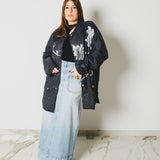 400 ARMANI double-breasted grey jacket with silver rhinestones in pure lightweight virgin wool with rhinestone illustration and colours - Size 50