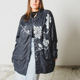 400 ARMANI double-breasted grey jacket with silver rhinestones in pure lightweight virgin wool with rhinestone illustration and colours - Size 50