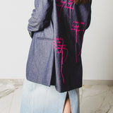 400 ARMANI double-breasted grey jacket with silver rhinestones in pure lightweight virgin wool with rhinestone illustration and colours - Size 50