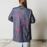 400 ARMANI double-breasted grey jacket with silver rhinestones in pure lightweight virgin wool with rhinestone illustration and colours - Size 50