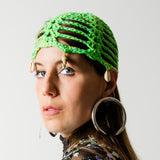 6 - Cuffia Estiva Crochet Verde con Charm -Marea