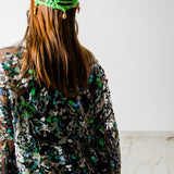 6 - Cuffia Estiva Crochet Verde con Charm -Marea