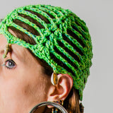 6 - Cuffia Estiva Crochet Verde con Charm -Marea