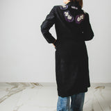 710 – Cappotto Vintage in Suede Nero con Applicazioni Gioiello TG 40