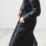 710 – Cappotto Vintage in Suede Nero con Applicazioni Gioiello TG 40