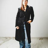 710 – Cappotto Vintage in Suede Nero con Applicazioni Gioiello TG 40
