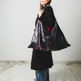 710 – Cappotto Vintage in Suede Nero con Applicazioni Gioiello TG 40