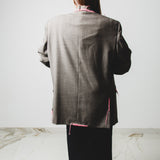 711 - PINK THREAD – Blazer Vintage in Pura Lana Vergine con Ricamo a Mano TG 48/50