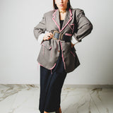 711 - PINK THREAD – Blazer Vintage in Pura Lana Vergine con Ricamo a Mano TG 48/50
