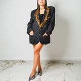 712 - GOLDEN THREAD – Blazer Vintage in Lana con Ricamo Oro Handmade TG 48/50