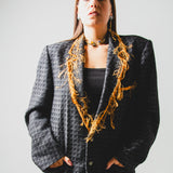 712 - GOLDEN THREAD – Blazer Vintage in Lana con Ricamo Oro Handmade TG 48/50
