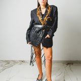 712 - GOLDEN THREAD – Blazer Vintage in Lana con Ricamo Oro Handmade TG 48/50