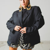 720 - NOIR SPARK – Blazer Crop Vintage in Pura Lana Vergine con Strass TG 52