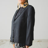 720 - NOIR SPARK – Blazer Crop Vintage in Pura Lana Vergine con Strass TG 52