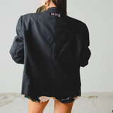 720 - NOIR SPARK – Blazer Crop Vintage in Pura Lana Vergine con Strass TG 52