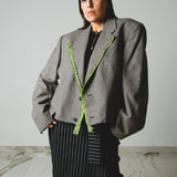 400 ARMANI double-breasted grey jacket with silver rhinestones in pure lightweight virgin wool with rhinestone illustration and colours - Size 50